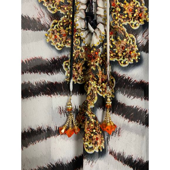 Akaru XL Caftan Cover Up Sheer Swim Beach Cruise Summer Dress Beaded - Picture 12 of 12